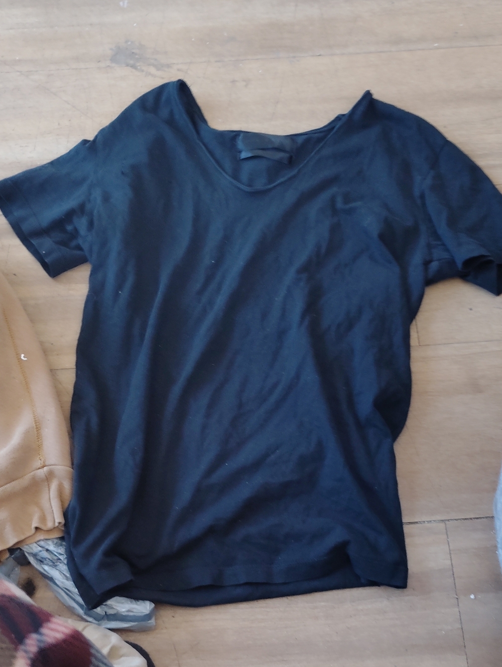 Zara Black Short-Sleeve Men's Deep  Crew Neck Tee Size Small
